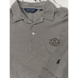 Polo Golf Ralph Lauren Polo Shirt Mens XXL 2XL White Olive Striped US Open 2012